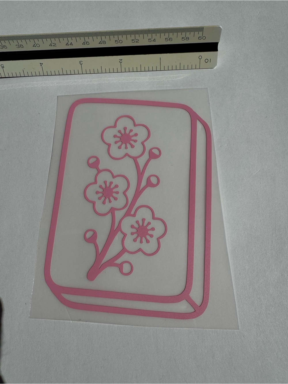 Mahjong flower tile vinyl decal pink